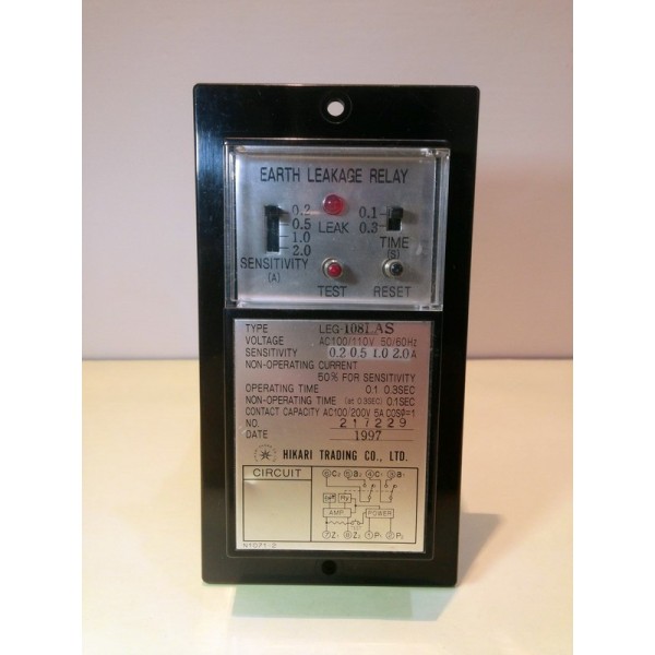 Earth Leakage Relay, LEG-108LAS, Hikari Made in Japan